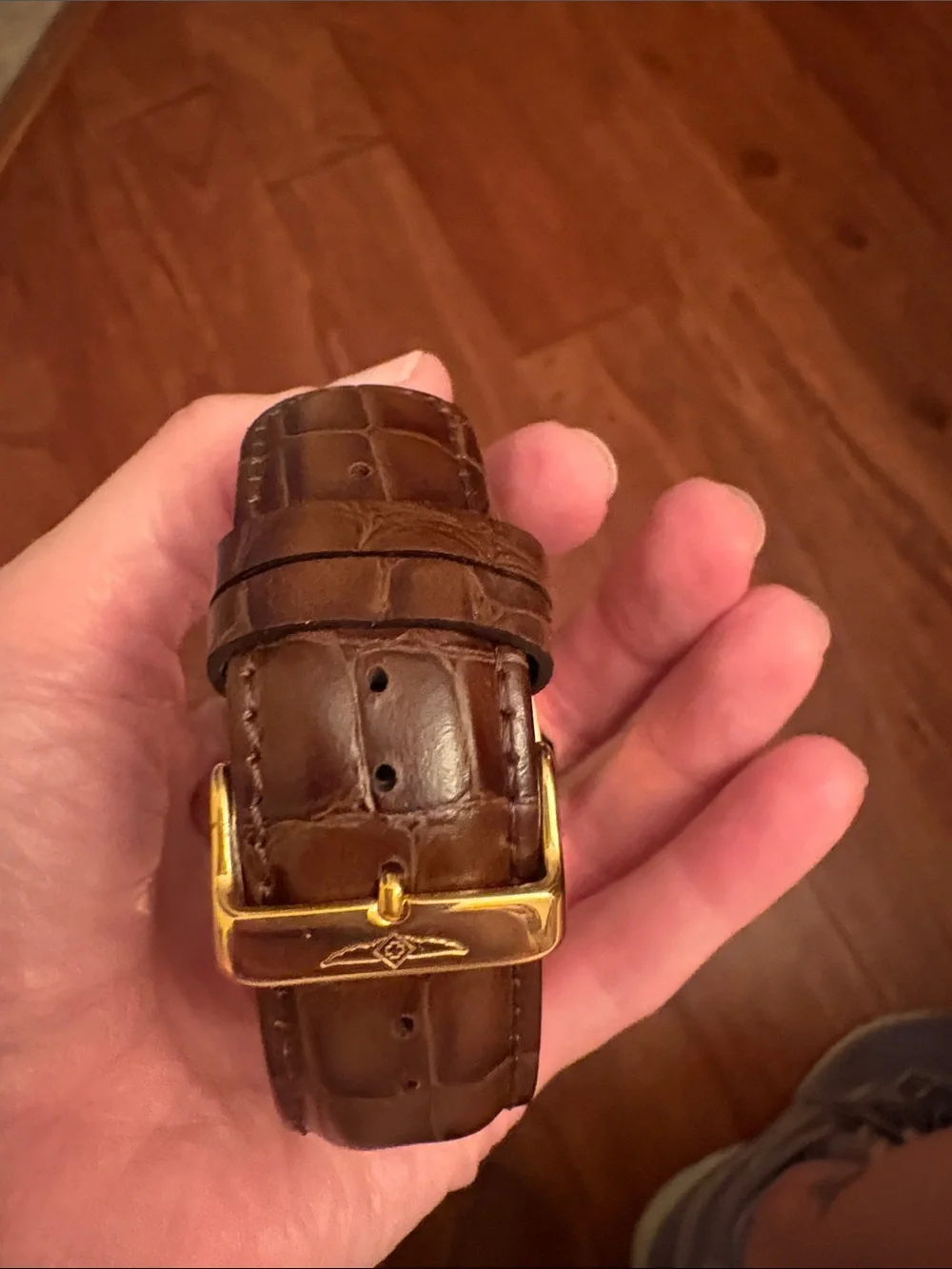 Invicta Mens Gold-Tone Case with Brown Leather Strap Watch